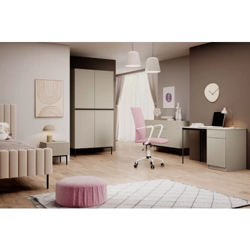 Biurko Nicole 120 cm z szufladą - biały mat / czarne nóżki